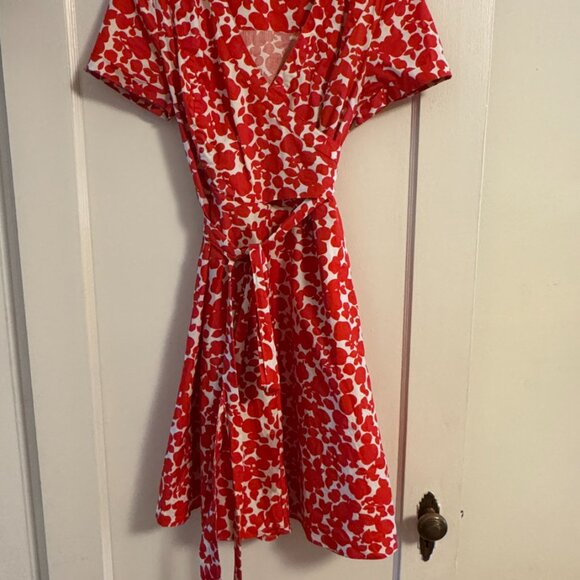 Boden Lara Wrap Dress - Red Floral - Size 10 US - Picture 2 of 5
